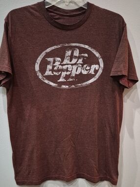 Dr Pepper Short-Sleeve Logo Tee Brown Cherry Vintage Men's M Unisex Shirt